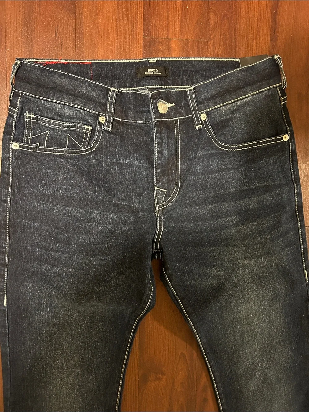 🆕 NWT True Religion Rocco Relaxed Skinny Jeans Men’s 30x32 Dark Wash Horseshoe